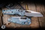 Microtech Marfione Select "MSI" Ram-LOK Manual Folding Knife Frag Titanium Blue Accents 3.75" M390 Stonewash 210-10FRMS6
