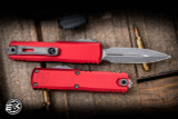 Microtech UTX-85 Gen IV OTF Automatic Knife Red Aluminum 3.1" M390  Dagger Apocalyptic Stonewash 12324-10APRD