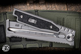 Preowned-Reate EXO-M OTF Gravity Knife Marble Carbon Fiber/Titanium 2.95" Double Edge Satin