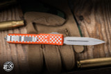 Microtech Ultratech OTF Automatic Knife UT Vols Orange White Checkerboard 3.4" Dagger Stonewash 122-10OR