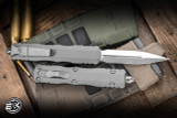 Microtech Dirac Delta OTF Automatic Knife Natural Gray Aluminum 3.75" M390 Dagger Stonewash 227-10NC