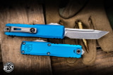 Microtech UTX-85 Gen IV OTF Automatic Knife Blue 3" M390 Tanto Stonewash 12334-10BL