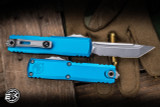 Microtech UTX-85 Gen IV OTF Automatic Knife Blue 3" M390 Tanto Serrated Stonewash 12334-11BL