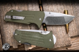 Medford 1881 Knife Works Broadway Folding Knife OD Green G10 2.85"  S45VN Tumbled Tanto