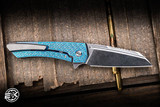 MachineWise Mojave Folding Knife Turtle Blue Titanium 3.45" S90V Stonewash