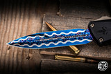 Marfione Custom Combat Troodon Gen III OTF Flamed Accents 4" Dagger Blued Reitveld Dragonskin Damascus 1142-16BRBLKBZFL