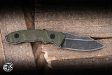 Skallywag Tactical The Mini Fixed Blade Knife OD Green G10 2.5" Clip Point Stonewash Black