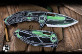 Retail Drop Date OF 12/23 @ 12PM EST-Heretic Knives Medusa Manual Folding Knife Negative Toxic Green Cell-Shaded 3" MagnaCut Tanto H009-NCS-TX