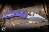 Microtech Marfione Select Stitch Ram-Lok Manual Titanium Purple Accents 3.75" M390 Stonewash Serrated 169RL-11MS5