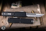 Microtech Ultratech EX Gen III ZBP OTF Automatic Knife Black Milled Aluminum 3.5" M390 Hellhound Stonewash 1119EX-10S