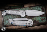 Microtech Marfione Select LUDT Gen III Automatic Frag Titanium Blue Accents 3.4" M390 Serrated Stonewash 1135-11FRMS2