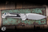 Microtech Marfione Select LUDT Gen III Automatic Titanium Blue Accents 3.4" M390 Serrated Stonewash 1135-11MS4
