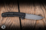 Preowned  Kansept AGI Frame Lock Knife Copper Carbon Fiber/Titanium 2.9" Black Stonewash)