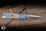 Preowned-ProTech Godson Custom Automatic Folding Knife Blue/Bronze Jigged Titanium 3.15" Satin - 2025.001