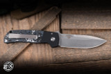 Preowned-ProTech Terzuola ATCF Automatic Knife White Storm FatCarbon Inlay 3.5" Magnacut Stonewash BT2731-WS