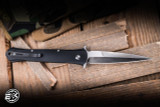 Preowned-ProTech Large Don Automatic Folding Knife Black w/ MOP Button 4.5" 154CM Spear Point Satin  1921-MOP