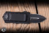 Preowned-Microtech Exocet Money Clip OTF Knife 1.9" Dagger Serrated Black  157-3T