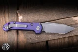 Microtech Marfione Custom Select LUDT Automatic Folding Knife Purple Haze Titanium 3.4" M390 Tanto Stonewash Serrated 1136-11MS9