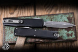 Microtech Ultratech Gen IV OTF Automatic Knife Black 3.5" M390 Dagger Serrated Apocolyptic Stonewash 11224-12AP