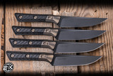 Microtech Kitchen Cutlery Steak Knife Set Black Carbon Fiber/Bronze Accent 4.5" M390 DLC 3600B-1SETDLCCFS