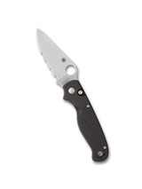 Spyderco Button Up Folding Knife Black Carbon Fiber 3.27" 8Cr13MoV Satin Part Serrated C275CFPS