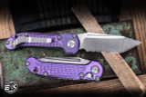Microtech Marifione Select LUDT Automatic Folding Knife Purple Frag Titanium Purple Accents Double Vapor Blast 3.4" M390 Tanto Stonewash Serrated MCT1136-11FRMS5