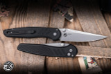 New-Protech x Peace Neighbor Avalon Folding Knife Knurled Black Aluminum 4.25" MagnaCut Drop Point Stonewash PT-PN1101