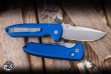 ProTech Rockeye Custom Automatic Folding Knife Solid Blue 6061 Aluminum 3.38" Magnacut Drop Point Stonewash PT-LG3101-BLUE