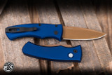 ProTech Duke 2 Automatic Folding Knife Dark Navy Blue 6061 Aluminum 2.65" PVD MagnaCut Tan  PT-DUKE2103-LTD-HERITAGE