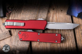 Microtech Scarab II Gen III Executive OTF Automatic Knife Standard Red Aluminum 4" M390 Tanto Stonewash 1177-10RD