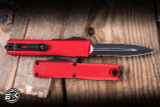 Microtech Ultratech Gen IV OTF Automatic Knife Red Aluminum 3.5" M390 Double Edge Part Serrated Black 11224-2RD