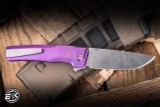 MachineWise Sonora Button Lock Folding Knife Pink Ripple Titanium 3.35" S90V Stonewash 1744