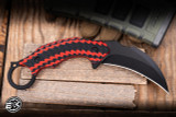 Skallywag Tactical Deep 6 Karambit Fixed Blade Knife Black/Red G10 4" 440c Hawksbill Stonewash