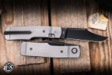 Jack Wolf Knives Gunslinger Jack Folding Knife Glass Blasted Crosshatch Titanium 3.21" S90V Clip Point Belt Satin DLC