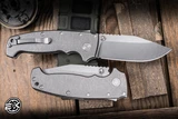 Demko Knives MGAD20 XXX Folding Knife Titanium 4" 3V Clip Point Stonewash