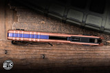 Microtech Marfione Select "MSI" Ram-LOK Manual Folding Knife Copper Frag Aluminum with Purple Accents  3.75" M390 Blued Baker Forge Coppermai Damascus Stonewash 210-16FRMS3-3
