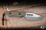 Heretic Knives Kobold Fixed Blade Knife OD Green G10 2.8" MagnaCut Bowie Battleworn DLC H065-5A-BLK-G10