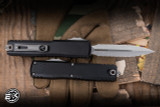 Microtech Ultratech Gen IV OTF Automatic Knife Aluminum 3.5" M390 Serrated Dagger Stonewash 11224-D12