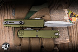 Microtech Ultratech Gen IV OTF Automatic Knife OD Green Aluminum 3.5" M390 Serrated Dagger Stonewash 11224-D12OD