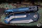 Microtech Marfione Select LUDT Automatic Folding Knife Antique Blue Frag Titanium 3.4" M390 Tanto Partial Serrated Apocalyptic 1136-11APFRMS2