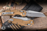 Microtech MSI Mini Ram-Lok Knife Tan Frag Aluminum 3.25" M390 Wharncliffe Stonewash 210M-10FRTA