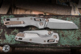 Microtech Marfione Select MSI Mini Ram-Lok Fluted Titanium w/ Flamed Titanium Accents 3.15"  M390 Stonewash 210M-10FLMS5