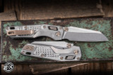 Microtech Marfione Select MSI Mini Ram-Lok Frag Titanium w/ Flamed Titanium Accents 3.85" M390 Stonewash 210M-10FRMS5