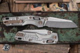 Microtech MSI Mini Ram-Lok Knife Frag Titanium w/ Flamed Accents 3.25" M390 Partial Serrated Stonewash 210M-11FRMS5