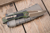 Heretic Knives "Wraith" V4 Automatic OD Green Aluminum 4" MagnaCut Bowie DLC H000-7A-GRN