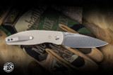 Three Rivers Manufacturing ATOM Folding Knife Desert Tan G10 3.5" MagnaCut Drop Point Stonewash