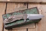 Preowned-Hinderer Knives XM-24 4" SHEEPSFOOT Stonewash Titanium Bronze