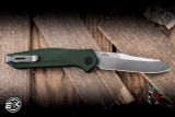 Preowned-Benchmade Osborne Automatic Folding Knife Green Aluminum 3.4" S30V Satin Reverse Tanto 9400