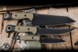 Benchmade 3 Piece Fixed Blade Kitchen Knife Set OD Green G10, Black DLC Drop Point CPM-154 Stainless Steel