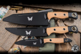 Benchmade 3 Piece Fixed Blade Kitchen Knife Set Maple Valley Richlite w/ Black G10 Bolster, Satin Drop Point CPM-154 Stainless Steel
